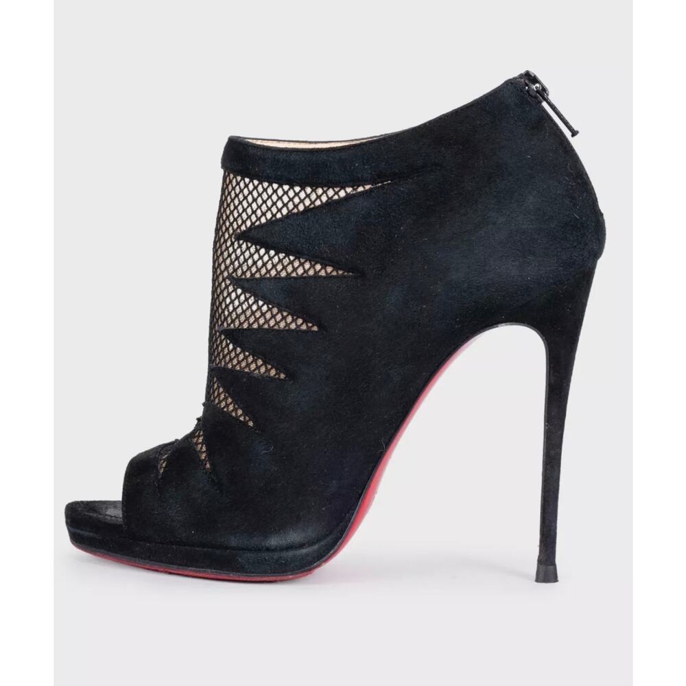 Christian Louboutin Black Suede Open-Toe Booties Sz.37